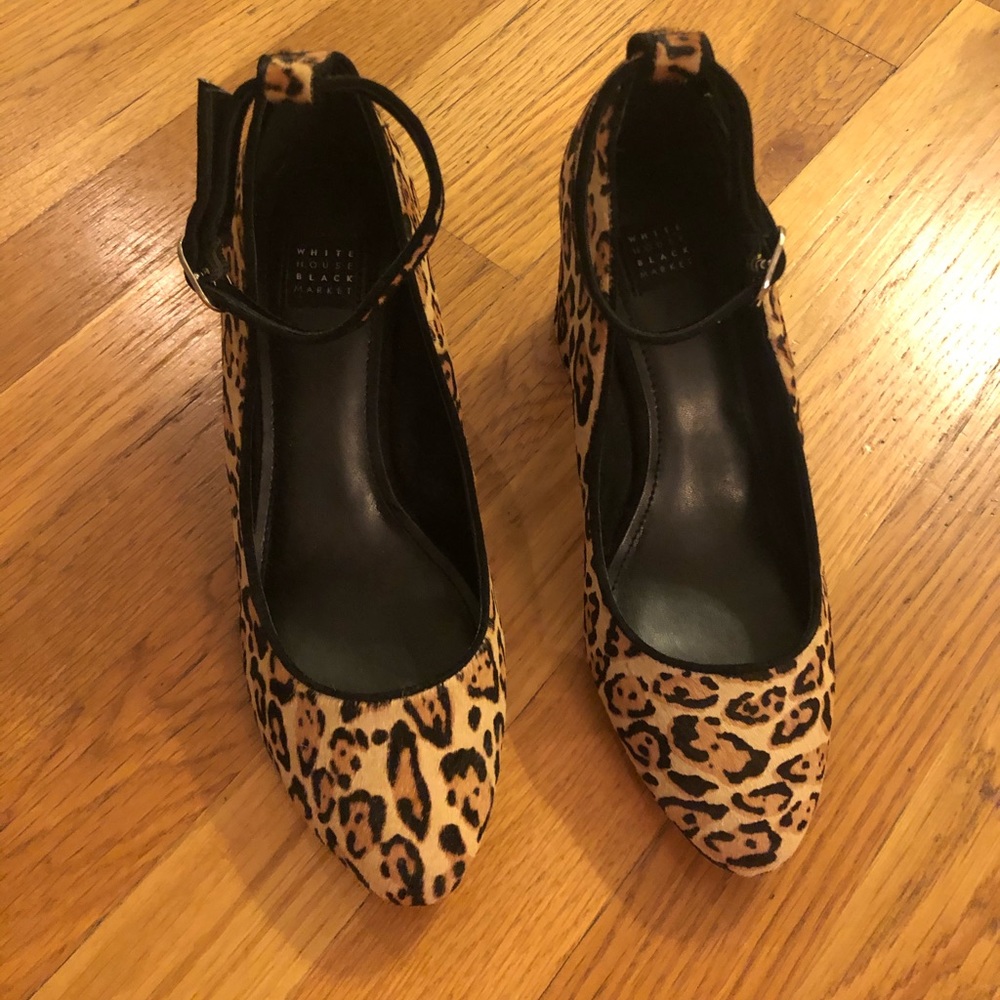 White House Black Market leopard block heel shoe